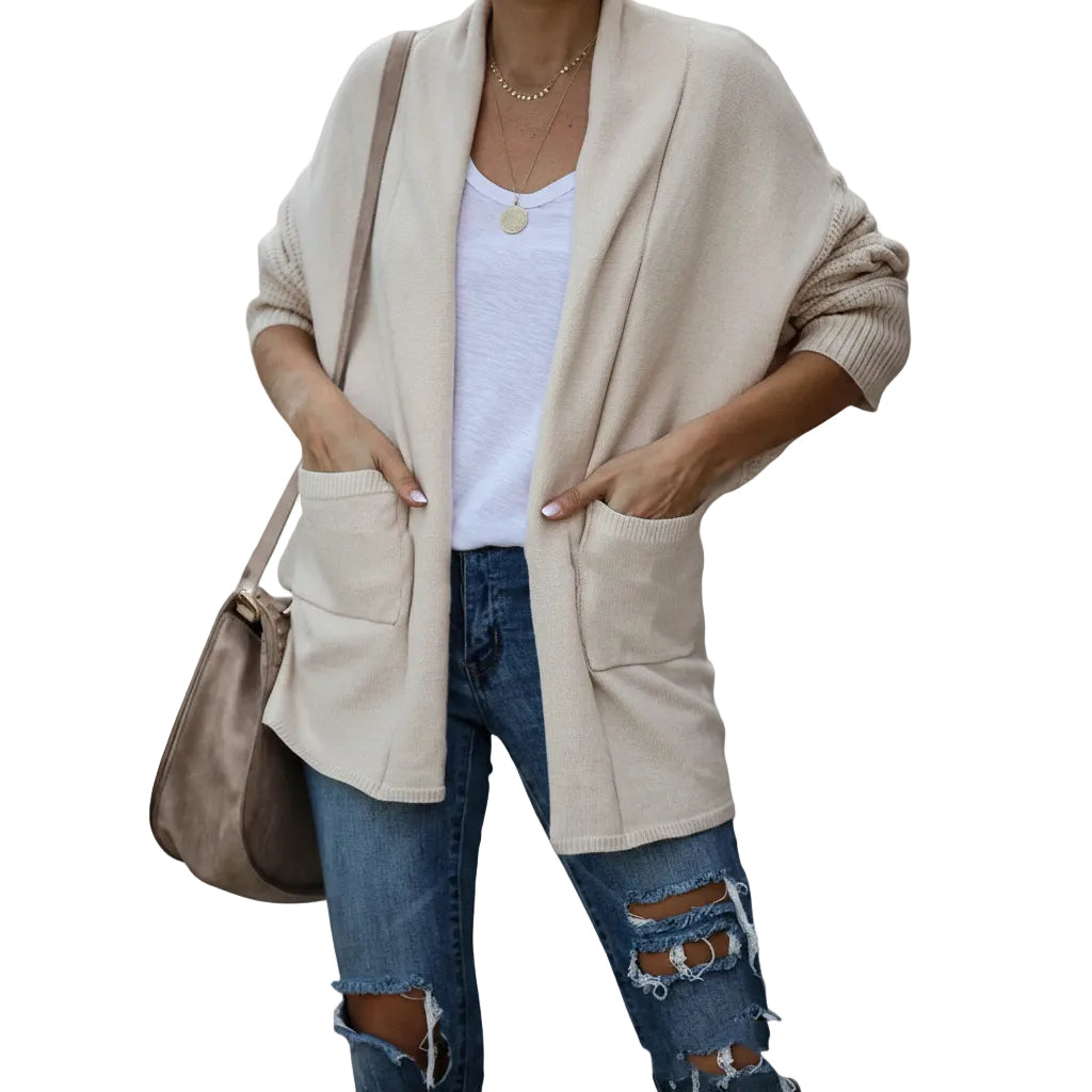 Women's Bat Sleeve Thick Knit Cardigan Sweater Coat